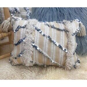 Vintage Moroccan Wedding Blanket Pillow Handira Throw Cushion 03YS00805